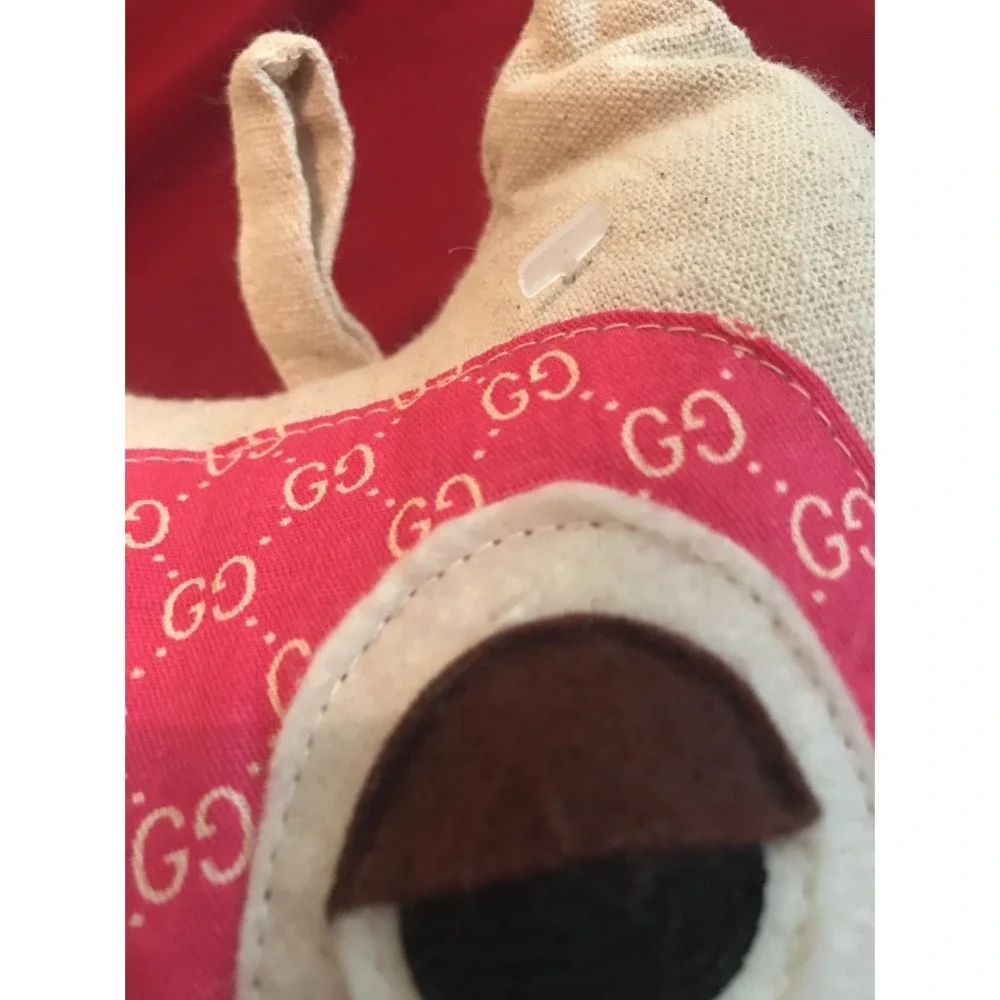 Handmade Owl Doorstop Plush Red Gingham Polka Dot Floral GG Print Decorative